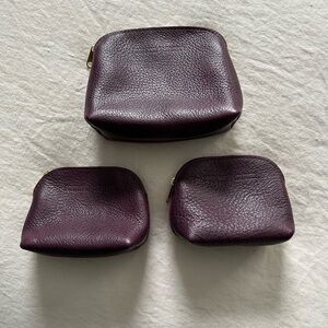 Bundle of 3 Portland Leather Luna Pouches in Plum